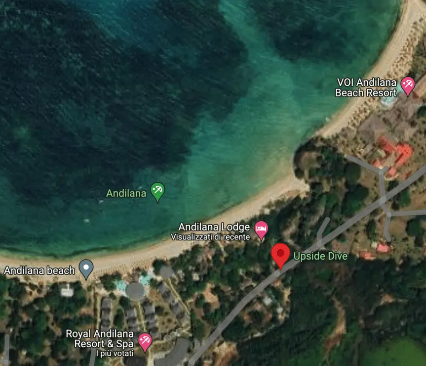 Upside Dive - Maps location address in Andilana beach Nosy-Be island excursions and diving center